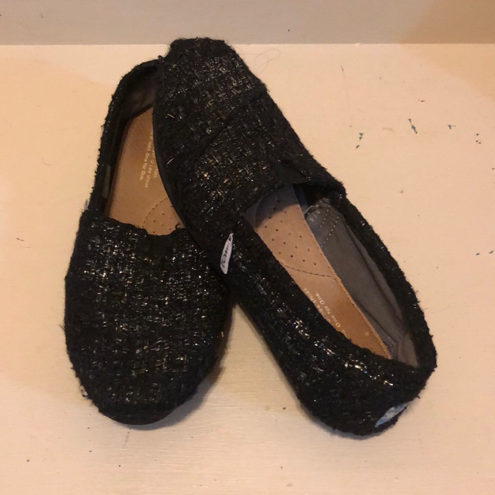 Toms black and silver glitter shoes